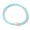 Glass & Brass Beads Stretch Bracelets LN0017-4-1