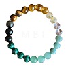 Natural Agate & Black Obsidian & Tiger Eye & Lapis Lazuli & Amethyst & Glass Round Bead Stretch Bracelets WG6A8BD-02-3
