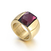 304 Stainless Steel & Glass Finger Rings FS-WGBA2F3-13-1