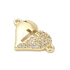 Brass Micro Pave Clear Cubic Zirconia Connector Charms KK-E796-05G-2