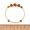 Natural Amber Round Graduated Beaded Brass Cuff Bangles BJEW-JB14463-01-4