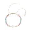 Natural Freshwater Shell & Mixed Gemstone Braided Bead Bracelets for Women BJEW-JB12717-3