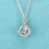 Alloy Macrame Pouch Natural Quartz Crystal Round Ball Pendant Necklaces for Women WGFD62D-02-1