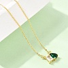 Brass Pave Cubic Zirconia Rectangle & Teardrop Pendant Cable Chain Necklaces KK-CBAB173-05G-08-2
