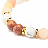 Natural Aventurine & Wood Round Beaded Stretch Bracelet BJEW-JB07805-4