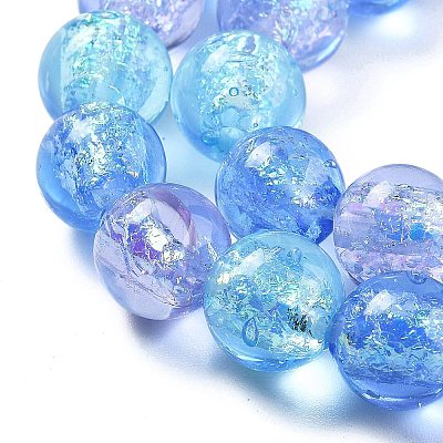 Handmade Foil Lampwork Beads Strands FOIL-K003-06B-23-1