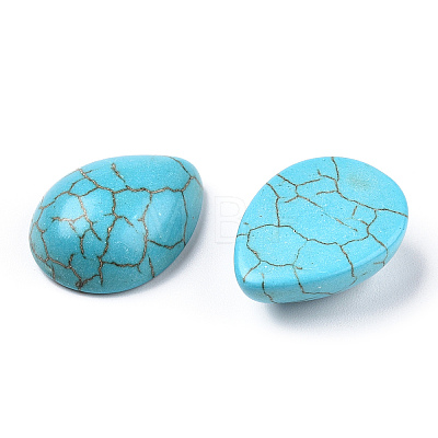 Craft Findings Dyed Synthetic Turquoise Gemstone Flat Back Teardrop Cabochons TURQ-S270-15x20mm-01-1