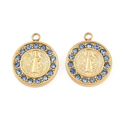304 Stainless Steel Rhinestone Pendants STAS-Z202-05G-02-1