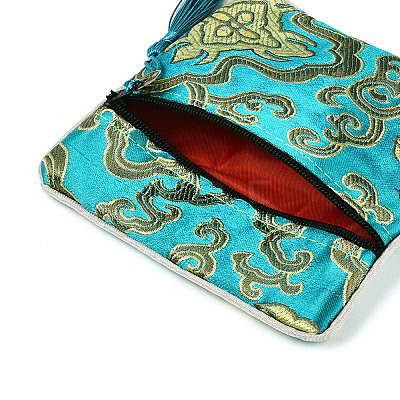 Chinese Embroidery Silk Jewelry Zipper Pouches ABAG-N008-11.5cm-E01-1