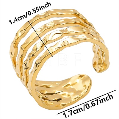 304 Stainless Steel Geometric Multi-layer Cuff Ring WA1245-2-1