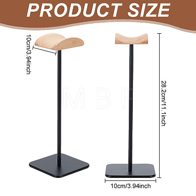 Wood Headset Display Stands with Aluminum Alloy Support AJEW-WH0471-108-1