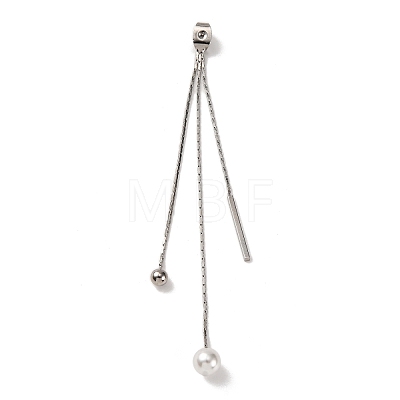Brass with ABS Plastic Imitation Pearl Charm Ear Nuts LS-KK-G510-11P-1