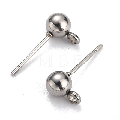 304 Stainless Steel Ball Post Stud Earring Findings STAS-Z035-01P-D-1