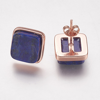 Natural Lapis Lazuli Stud Earrings EJEW-F139-A09-1