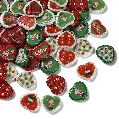 Christmas Printed Opaque Acrylic Beads OACR-D316-02A-1