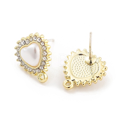 Alloy Glass Rhinestone and Plastic Imitation Pearl Stud Earring Finding Accessories FIND-U006-10G-1