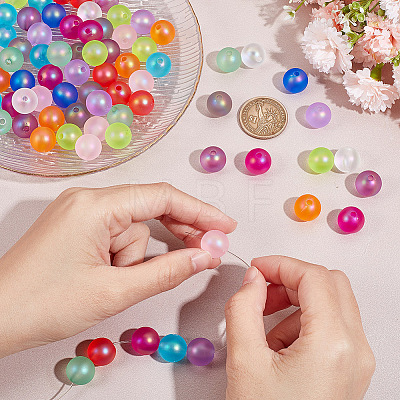 GOMAKERER 96Pcs 16 Colors Spray Painted Acrylic Beads OACR-GO0001-01-1