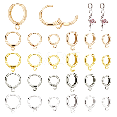  24Pcs 12 Styles Brass Huggie Hoop Earring Findings FIND-NB0004-54-1