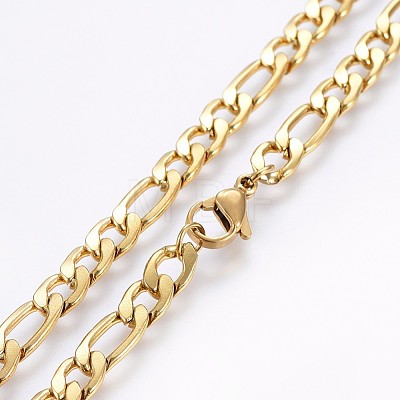 304 Stainless Steel Figaro Chain Necklaces NJEW-O102-16G-1