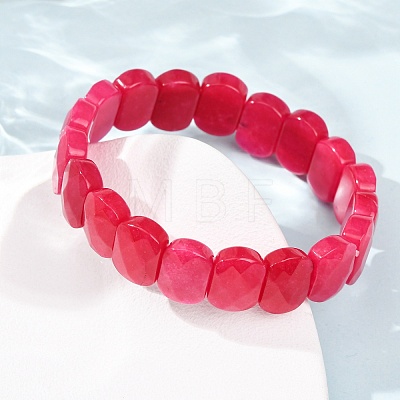 Dyed Natural White Jade Beaded Stretch Bracelets for Unisex G-K303-01K-01-1