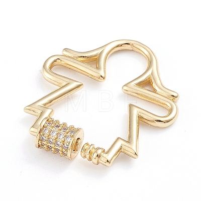 Brass Micro Pave Clear Cubic Zirconia Screw Carabiner Lock Charms X-ZIRC-I041-07G-1