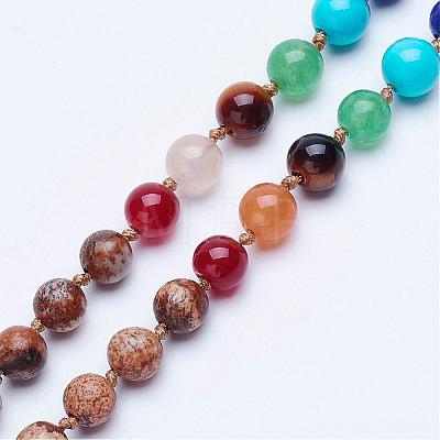 Natural Picture Jasper Beaded Necklaces NJEW-P159-03-1
