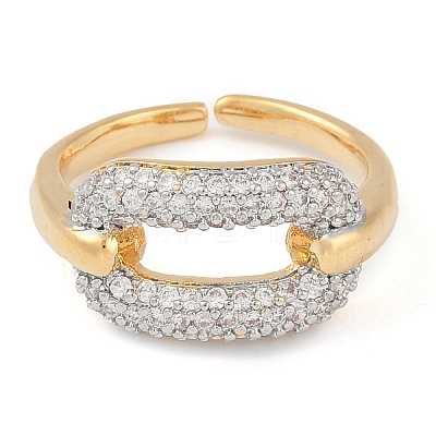 Oval Brass Micro Pave Clear Cubic Zirconia Finger Ring RJEW-Q819-28G-1