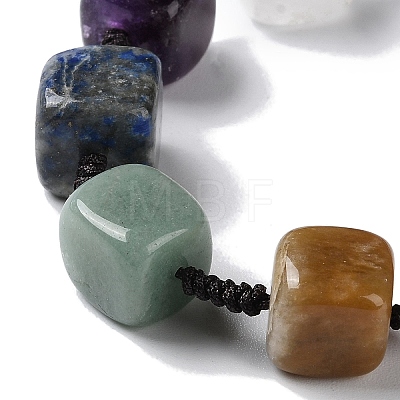 Square Natural Mixed Gemstone Braided Bead Bracelets BJEW-H239-06-1