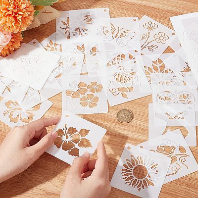 30Pcs 30 Patterns PET Plastic Hollow Out Drawing Painting Stencils Templates DIY-WH0304-619-1