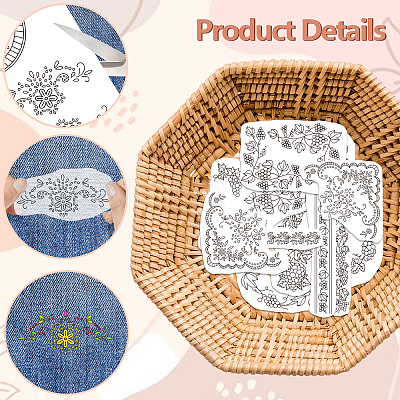 4 Sheets 11.6x8.2 Inch Stick and Stitch Embroidery Patterns DIY-WH0455-161-1