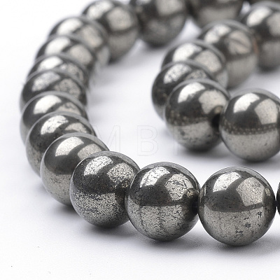 Natural Pyrite Beads Strands X-G-S249-01-6mm-1