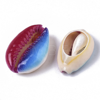 Printed Natural Cowrie Shell Beads SSHEL-R047-01-A07-1