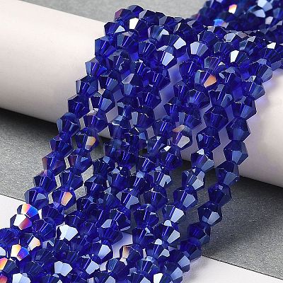 Transparent Electroplate Glass Beads Strands EGLA-A039-T4mm-B06-1