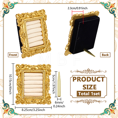 Vintage Resin with Cloth Ring Display Gold Photo Frame Stands RDIS-WH0016-19A-1