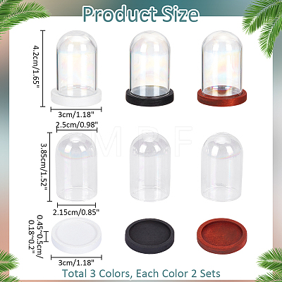 6 Sets 3 Colors Iridescent Glass Dome Cover DJEW-NB0001-37-1
