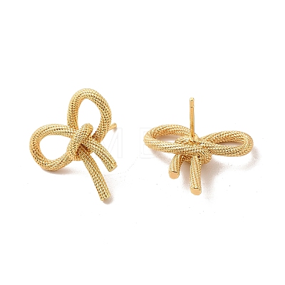 Rack Plating Brass Bowknot Stud Earrings for Women EJEW-F308-02G-1