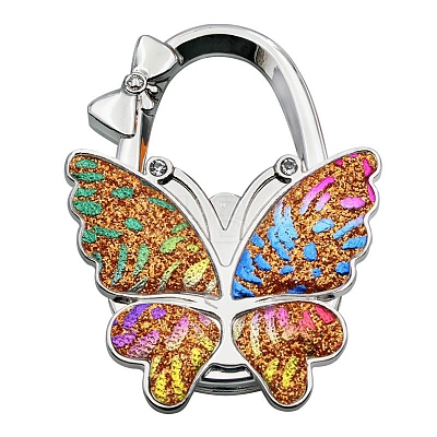 Glitter Butterfly Zinc Alloy Crystal Rhinestone Bag Hanger BAGH-F001-A23-1