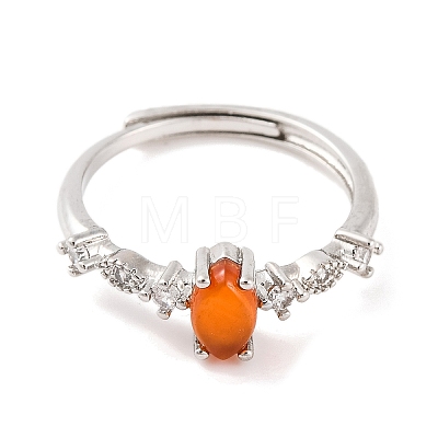 Horse Eye Natural Carnelian Adjustable Rings RJEW-Q817-02P-05-1