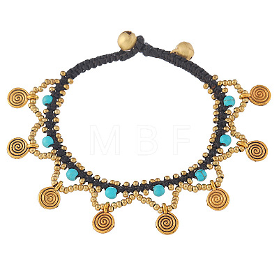 Bohemian Style Alloy Brass and Waxed Cord Charm Bracelets FS-WG541AE-02-1