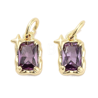 Brass Micro Pave Cubic Zirconia Charms KK-C051-10G-04-1