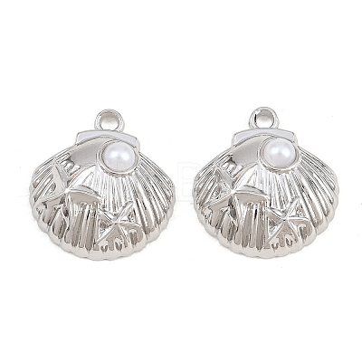 Rack Plating Alloy and ABS Imitation Pearl Pendants PALLOY-T096-03P-1