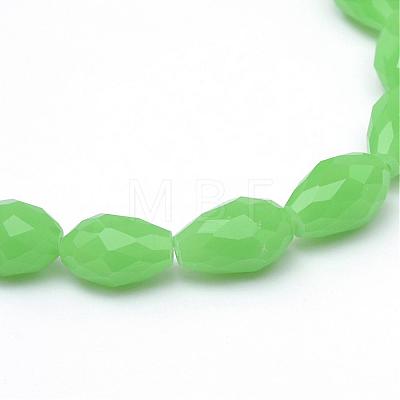 Teardrop Faceted Imitation Jade Glass Beads Strands GLAA-Q052-A-1