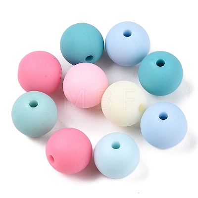 Rubberized Style Imitated Silicone Acrylic Beads MACR-T048-01C-13-1