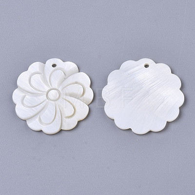 Natural Freshwater Shell Pendants SHEL-N026-30-1