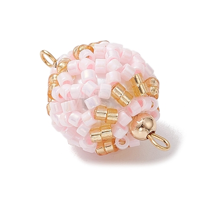 Seed Beads Loom Round Link Connector Charms PALLOY-MZ00377-1