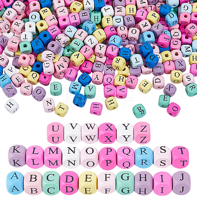 600Pcs Natural Wood Printed Beads WOOD-PA0001-48-1