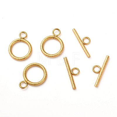 304 Stainless Steel Textured Toggle Clasps STAS-A048-01G-1