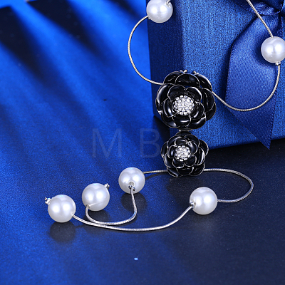 Trendy Zinc Alloy Flower Sweater Necklaces NJEW-BB15005-A-1
