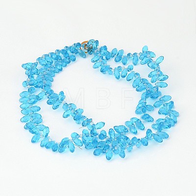 Faceted Teardrop Transparent Glass Beads Strands GLAA-J067-A01-1