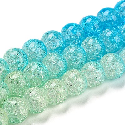 Spray Painted Crackle Glass Beads Strands DGLA-C002-8mm-10-1